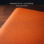 Compact Backgammon Deep Amber, premium PU leather case detail