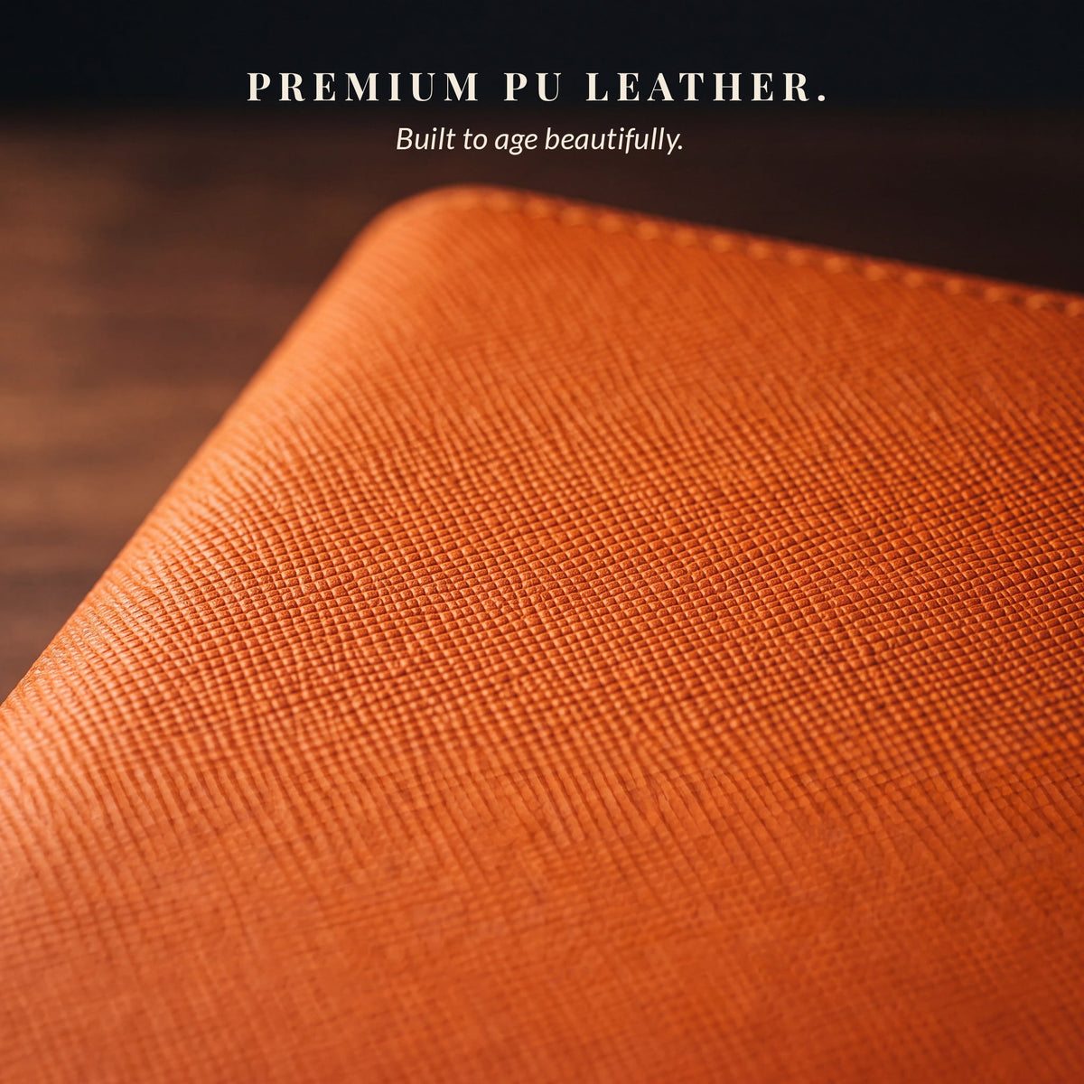 Compact Backgammon Deep Amber, premium PU leather case detail