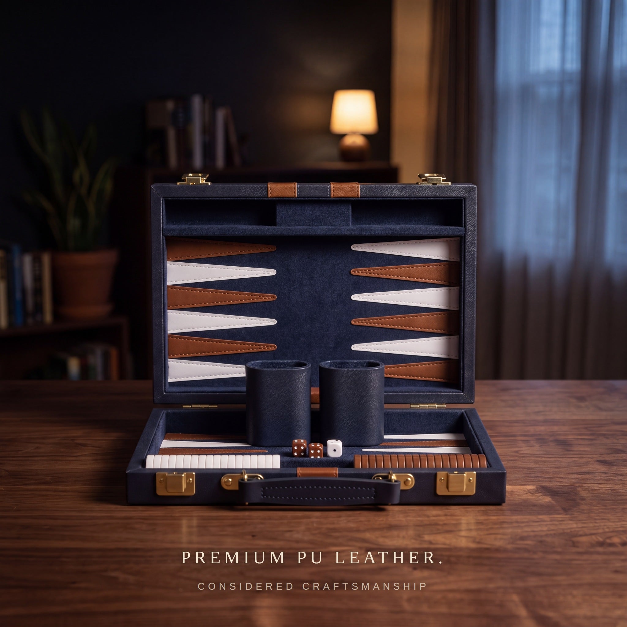 Leather Backgammon — Royal Blue