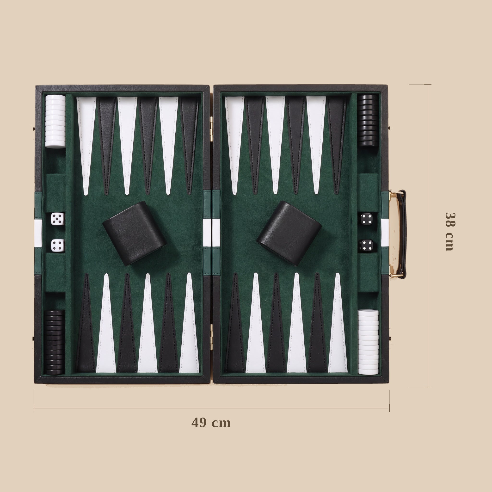 Leather Backgammon — Emerald Green