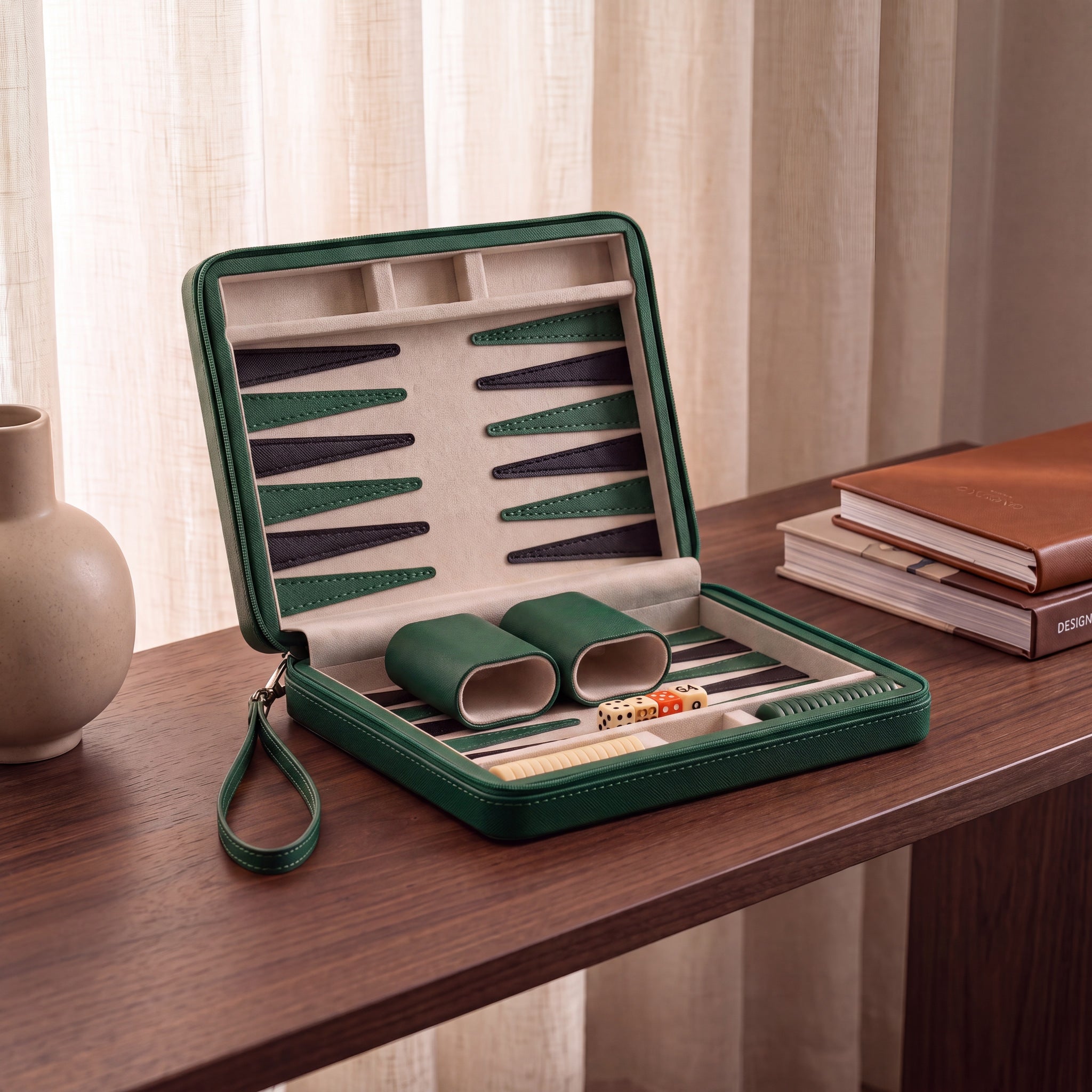 Compact Backgammon — Bottle Green