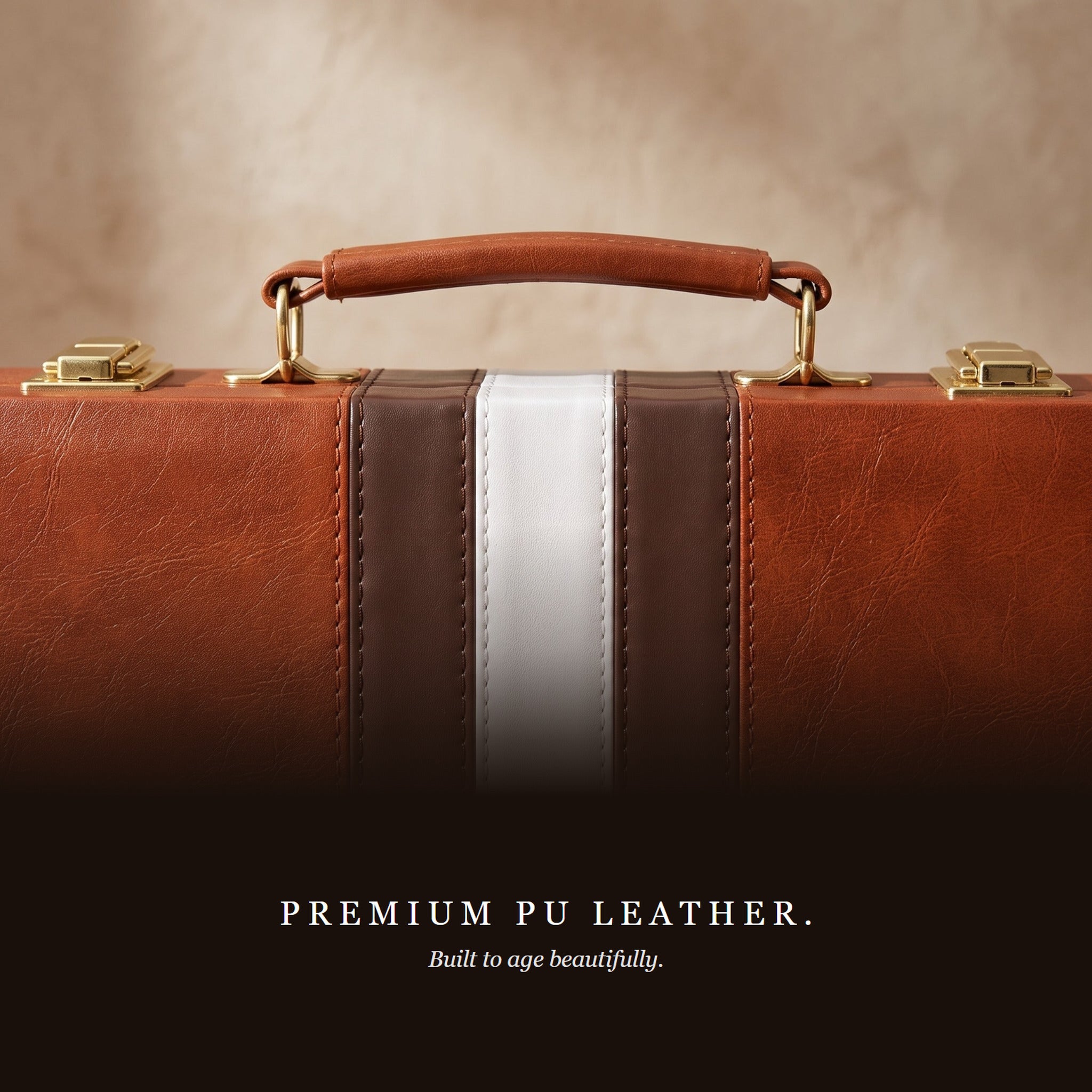 Signature Backgammon No. 1, premium PU leather case with carry handle and latches