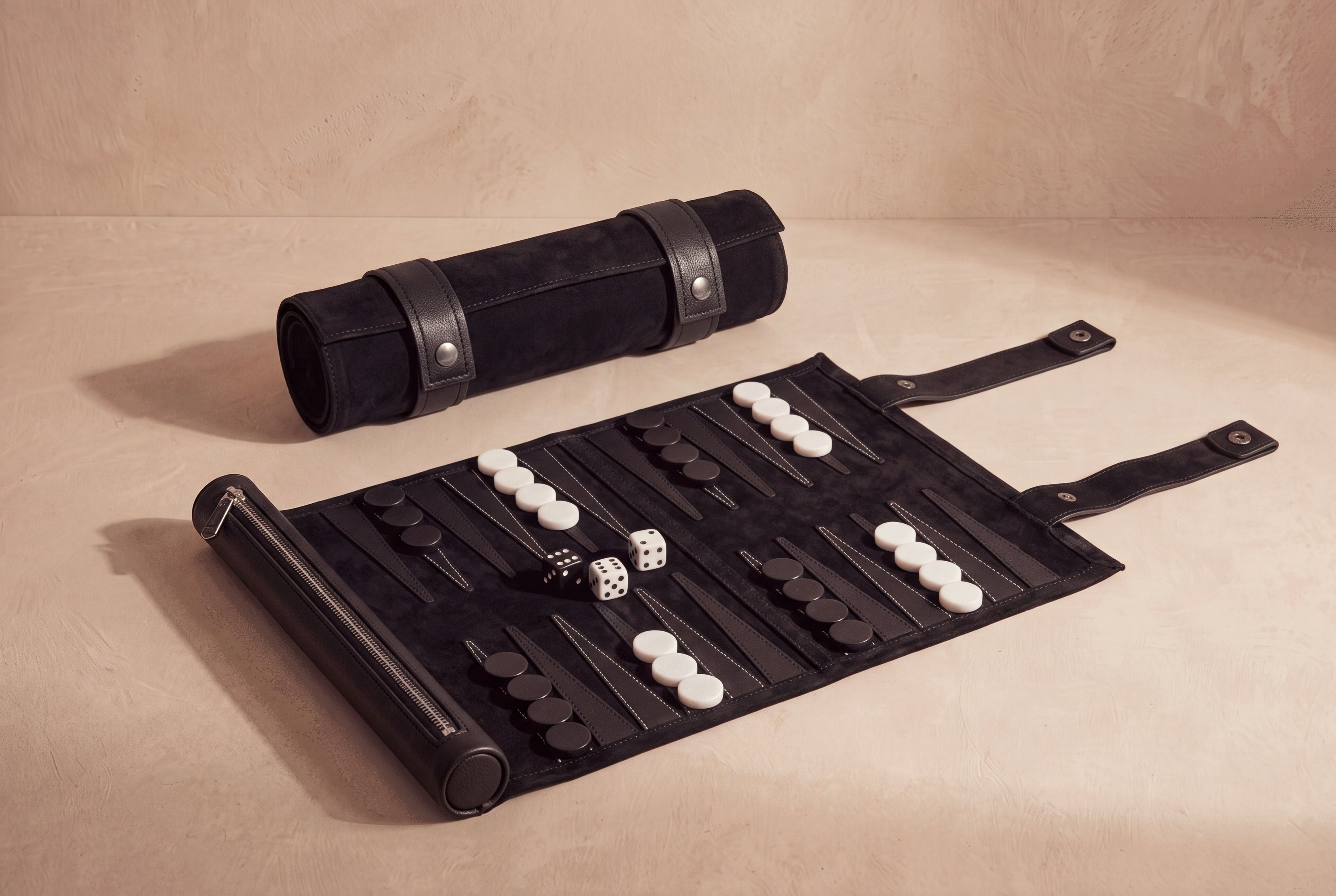 Roll-Up Travel Backgammon Set Deep Black