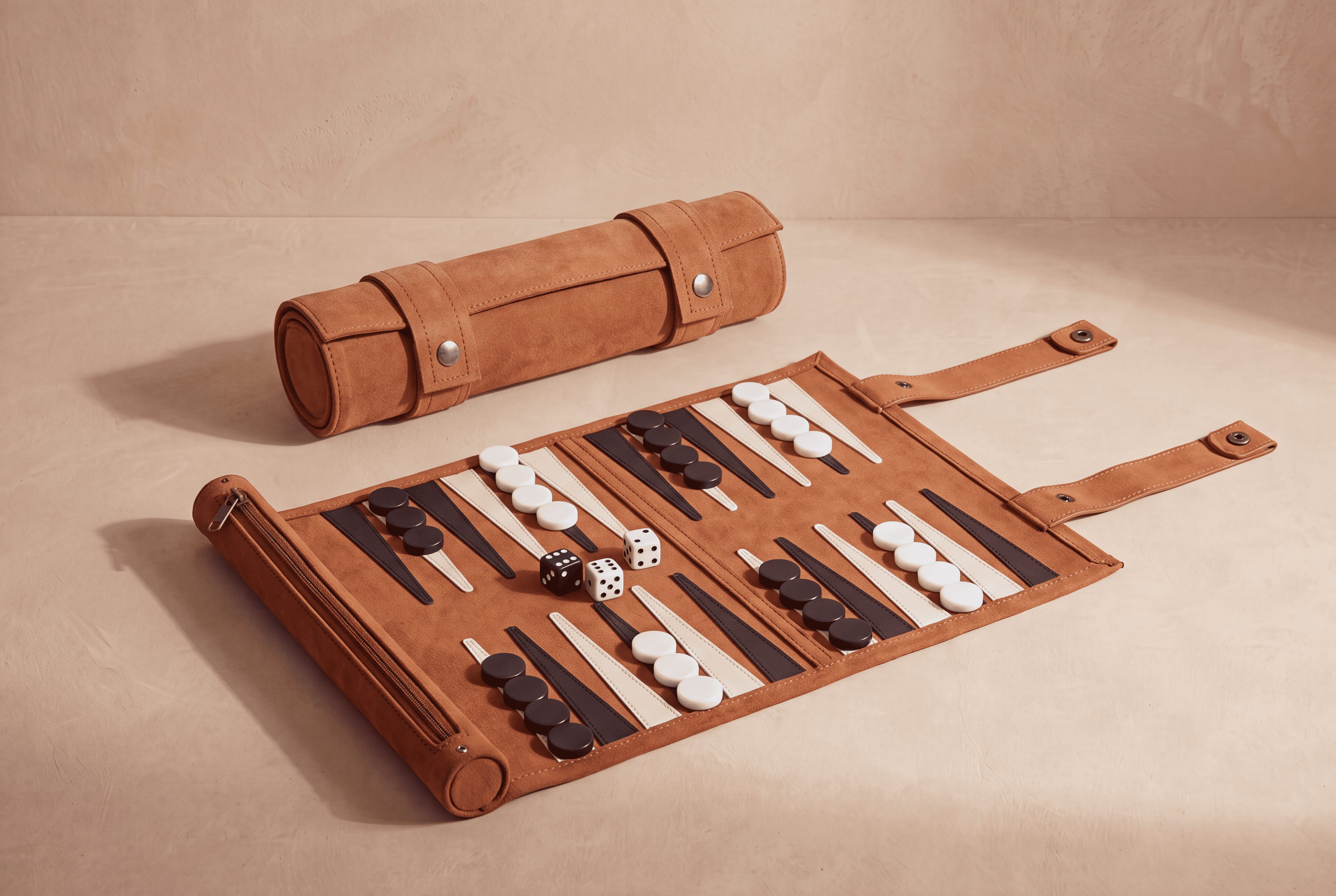 Roll-Up Travel Backgammon Set Camel