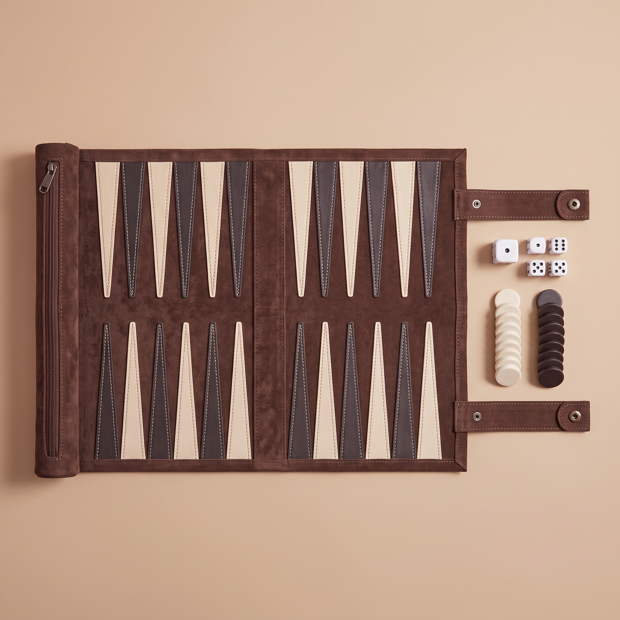 Roll-Up Backgammon — Espresso Brown