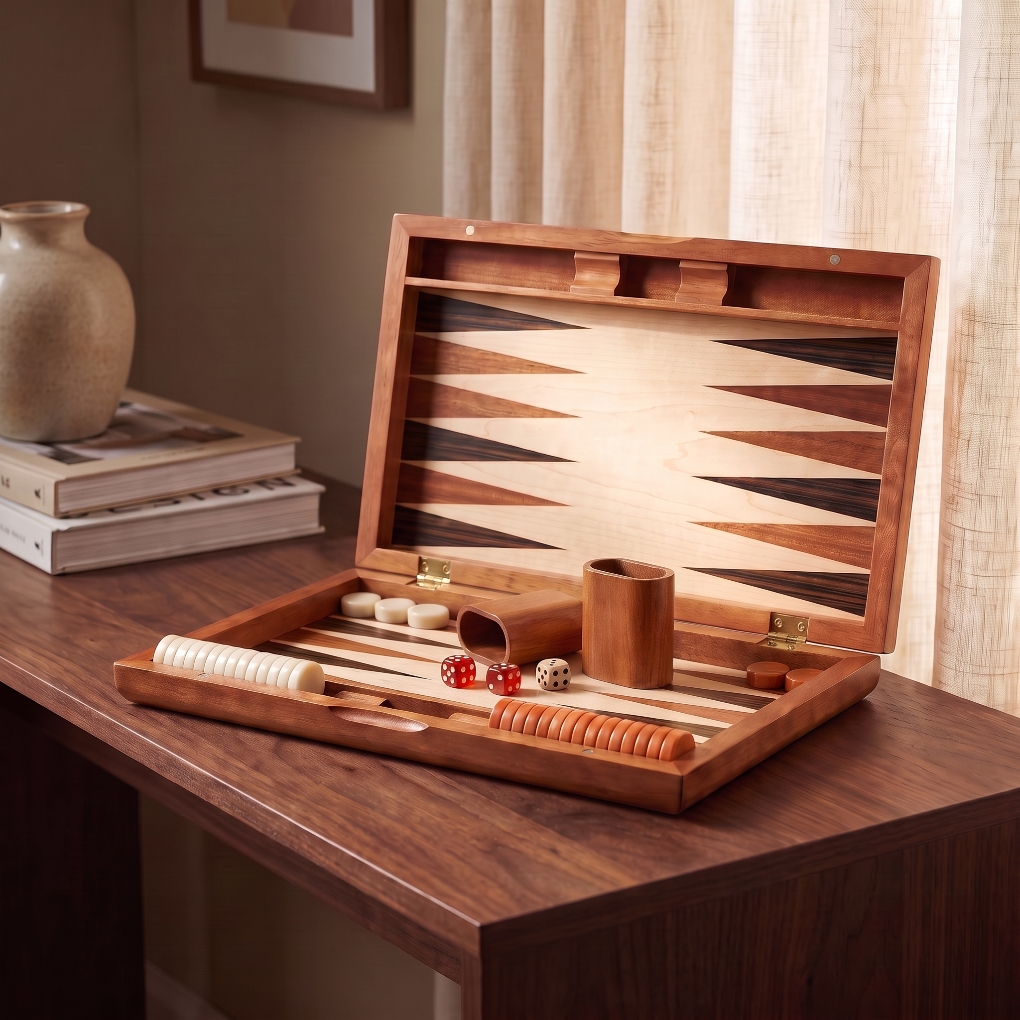 Wooden Inlay Backgammon