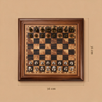 Wooden Inlay Chess dimensions, 36 by 36 cm case seen from above