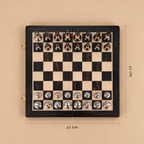 Folding Chess Ebony dimensions, 45 by 45 cm board seen from above