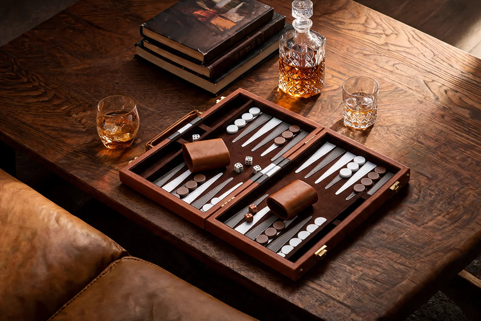 Backgammon set styled in a contemporary interior